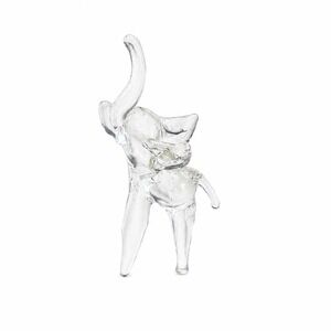Vintage Hand Blown Clear Art Glass Elephant Figurine Miniature 2" Unmarked
